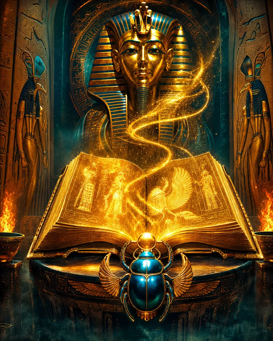 Titelbild des Spiels Book of Dead mit altem Buch und ägyptischen Symbolen